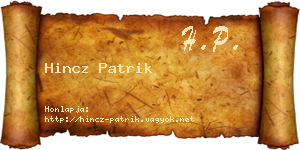 Hincz Patrik névjegykártya